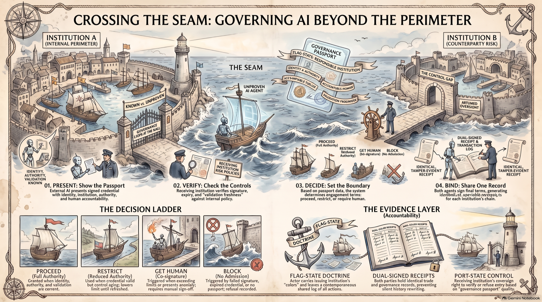 Crossing the Seam: Governing AI Beyond the Perimeter - The decision ladder, flag-state doctrine and evidence layer